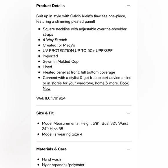 Calvin Klein Pleated One Piece Swimsuit - Picture 9 of 9